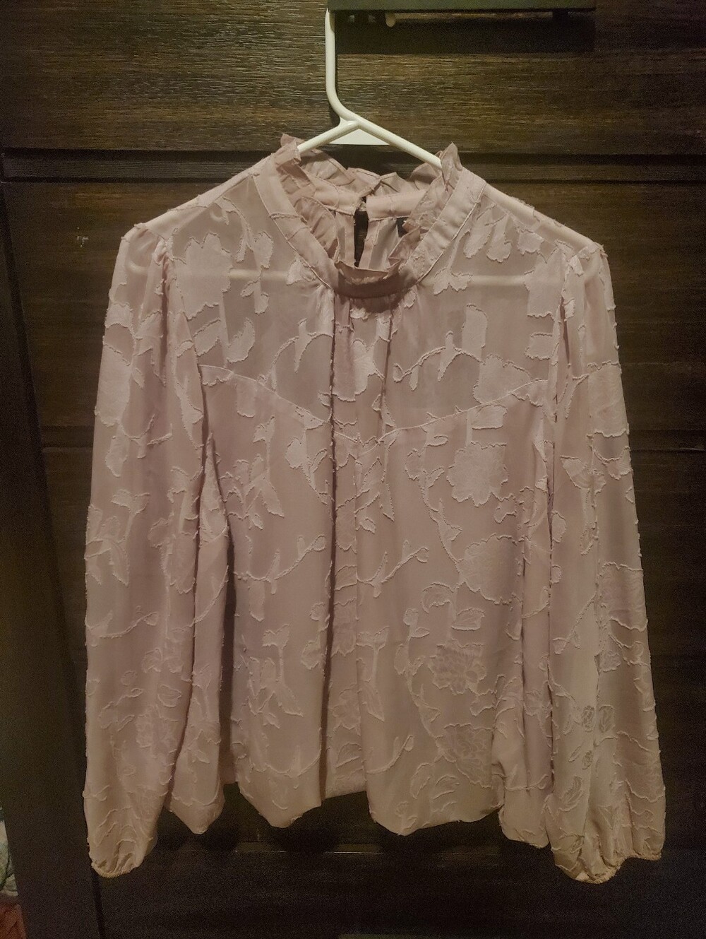 Women's Textured Mock-Neck Blouse - Light Pink